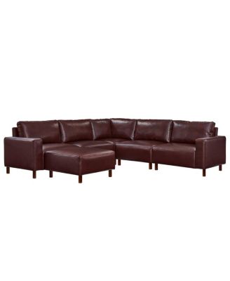 Streamdale Modern Luxury Sectional Sofa, Breathable PU Leather Couch, Burgundy