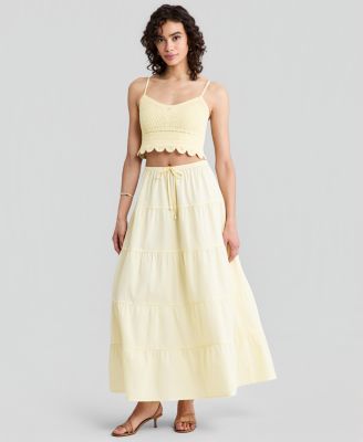 Women's Cotton Tiered Pull-On Maxi Skirt