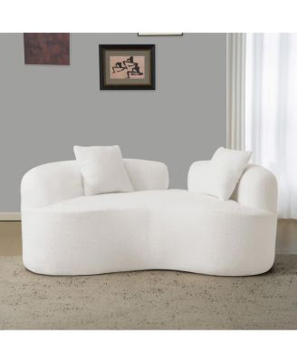 Curved Loveseat Sofa, Teddy Velvet, No-Assembly, 350 lbs Capacity