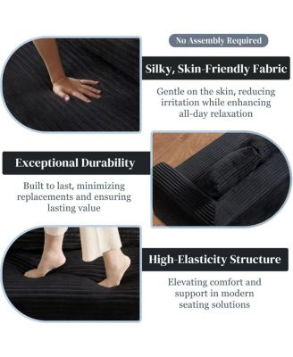 Cloud Loveseat Sofa Couch in a Box, 3 Seater Boneless Couch, Comfy Deep Seat Corduroy Sofa