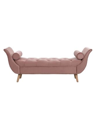  Upholstered Velvet Button Tufted Ottoman Bench with 2 Pillows