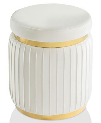 Raphael 15" Wood Upholstered Round Ottoman