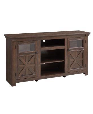 Farmhouse Barn Door TV Stand Media Console Espresso 60.23"W