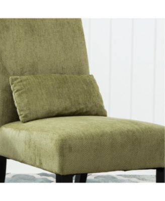 Contemporary Chenille Fabric Armless Chair with Pillow