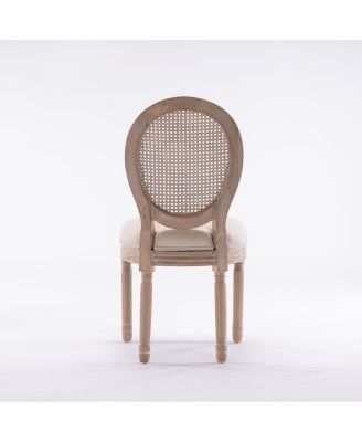 French Style Solid Wood Rattan Back Dining Chair (Set of 2).