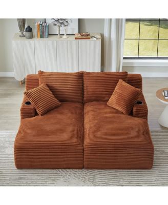 Compressible double chaise lounge with cupholders - No Assembly Required