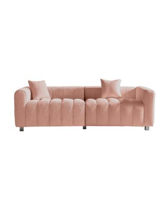 Premium Velvet 3-Seater Sofa with Metal Base and 2 Pillows