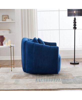 Upholstered 360° Swivel Accent Barrel Chair and Half Cozy Sofa with 3 Pillows