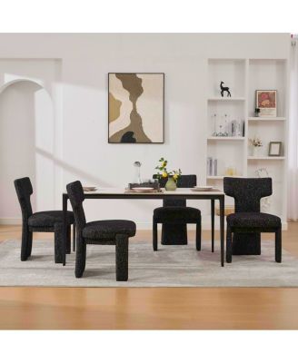 Modern Chenille Dining Chair Set of 4, Armless Curved Back Accent Chairs