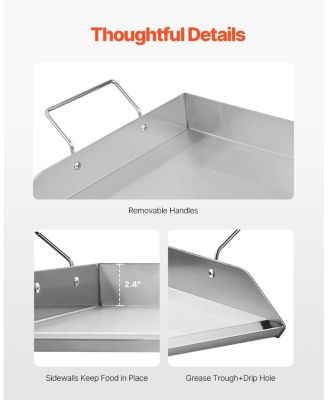 32 x 16 Inch Stainless Steel Griddle Plate for Gas Grill with Handles