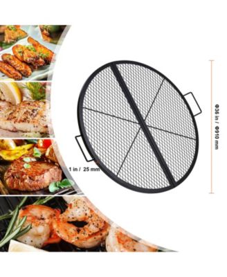 36 Inch Foldable Fire Pit Grill Grate, Heavy Duty Steel Campfire Cooking Grid with Handles
