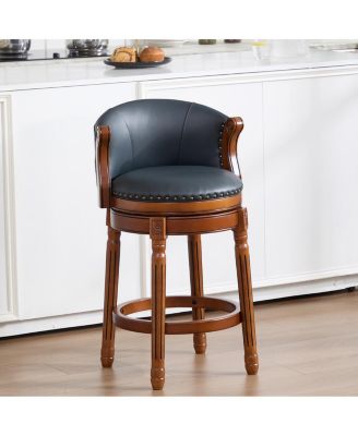 Cow Leather Swivel Bar Stool with Backs