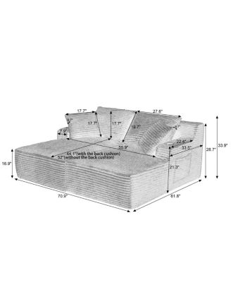  Compressible double chaise lounge with cupholders - No Assembly Required