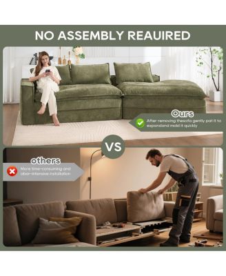 Modern Minimalist Modular Sectional Sofa with Right Facing Chaise