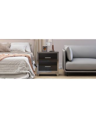 Mirrored 2 Drawer High Gloss Bedside Table – Modern Nightstand