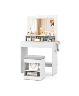 31.5" Vanity Desk with 3 LED Lighting Modes & Storage