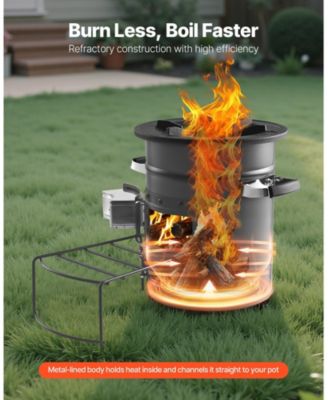 Portable SPCC Steel Camping Rocket Stove with Carry Bag, Double Door