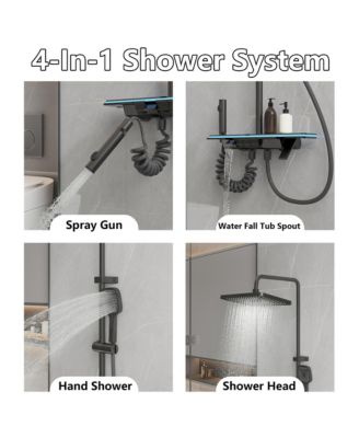 3-Spray Shower Faucet 2.5 GPM with Piano Button Control, LED Temperature Display and Ambient Light