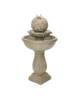 Decorative Garden Birdbath Fountain, Resin Water Feature with Pedestal Design
