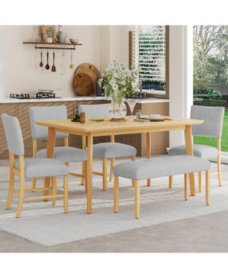 Farmhouse Dining Set with 4 Chairs & Bench