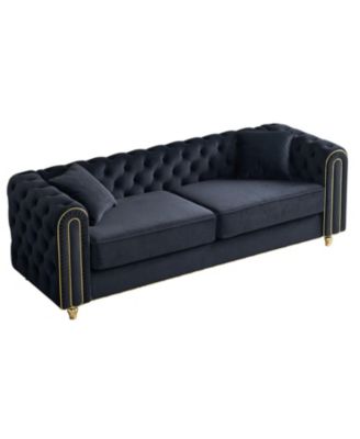 86" Modern Tufted Sofa with Toss Pillows