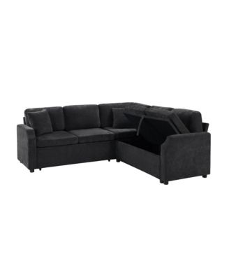 L-Shaped Sectional Sofa Bed with Hidden Storage and Sleeper Function