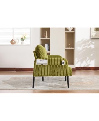 Oversized Corduroy Loveseat Sofa with Metal Legs & Side Pockets