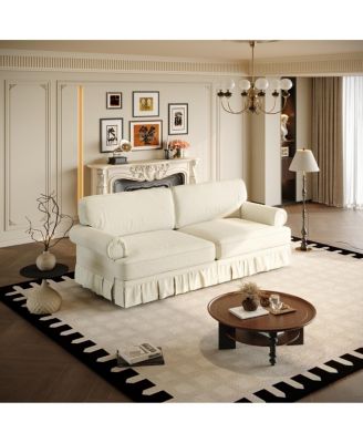 74" Luxuriously Comfortable 3-Seater Cloud Couch, Chenille Sofa with Rolled Arms & Skirt