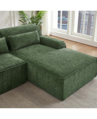  Chenille L-Shape Luxury Sectional Sofa, Minimalist Design, Comfy Sleeper Couch