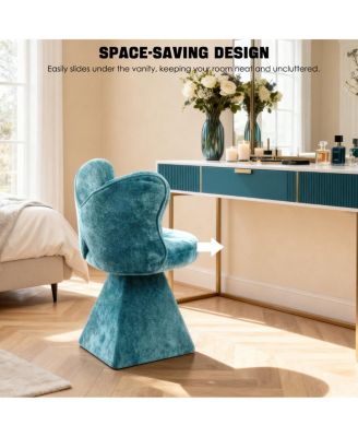 Vanity Chair with Butterfly Back Swivel Accent Dining Makeup Stool for Bedroom