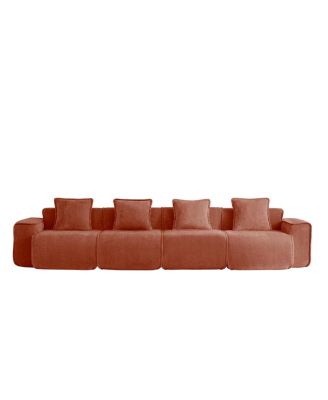 Streamdale Streamlined Deep Seat Modular 4 Seat Boneless Sofa with French Edge Piping,