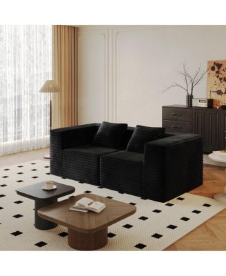 Plush Corduroy Modular Sectional Sofa - Flexible, Comfortable, No Assembly