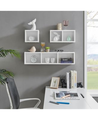Bauhaus Floating Geometric Cubby Wall Shelves - Set of 3 Sizes