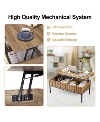 Mid-Century Modern Lift-Top Extendable Coffee Table with Hidden Compartment