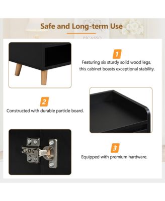 Modern Shoe Cabinet - Minimalist Home Organizer with Adjustable Shelves, Multiple Cabinets and Open Compartments for Entryway, Living Room