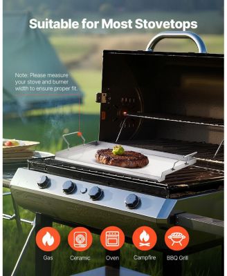 23 x 16 Inch Stainless Steel Griddle Plate for Gas Grill with Handles