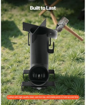 Portable Wood Burning Rocket Stove with Carry Bag, Carbon Steel Camping Cooking Stove