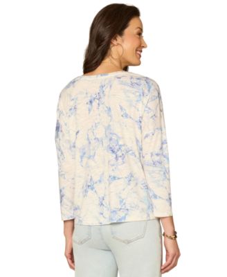 Petite Boat Neck Floral Embroidered Top