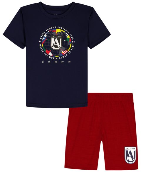 Детский комплект Under Armour: футболка и спортивные шорты, 2T-7, цвет: Тёмно-синий / Красный