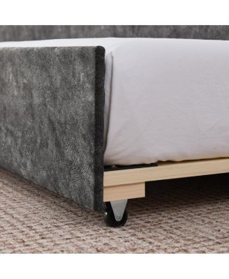 Twin Upholstery DayBed with Pop-up Trundle & USB Charging