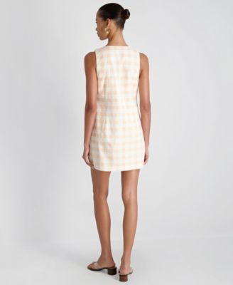 Women's V-Neck Gingham Mini Dress