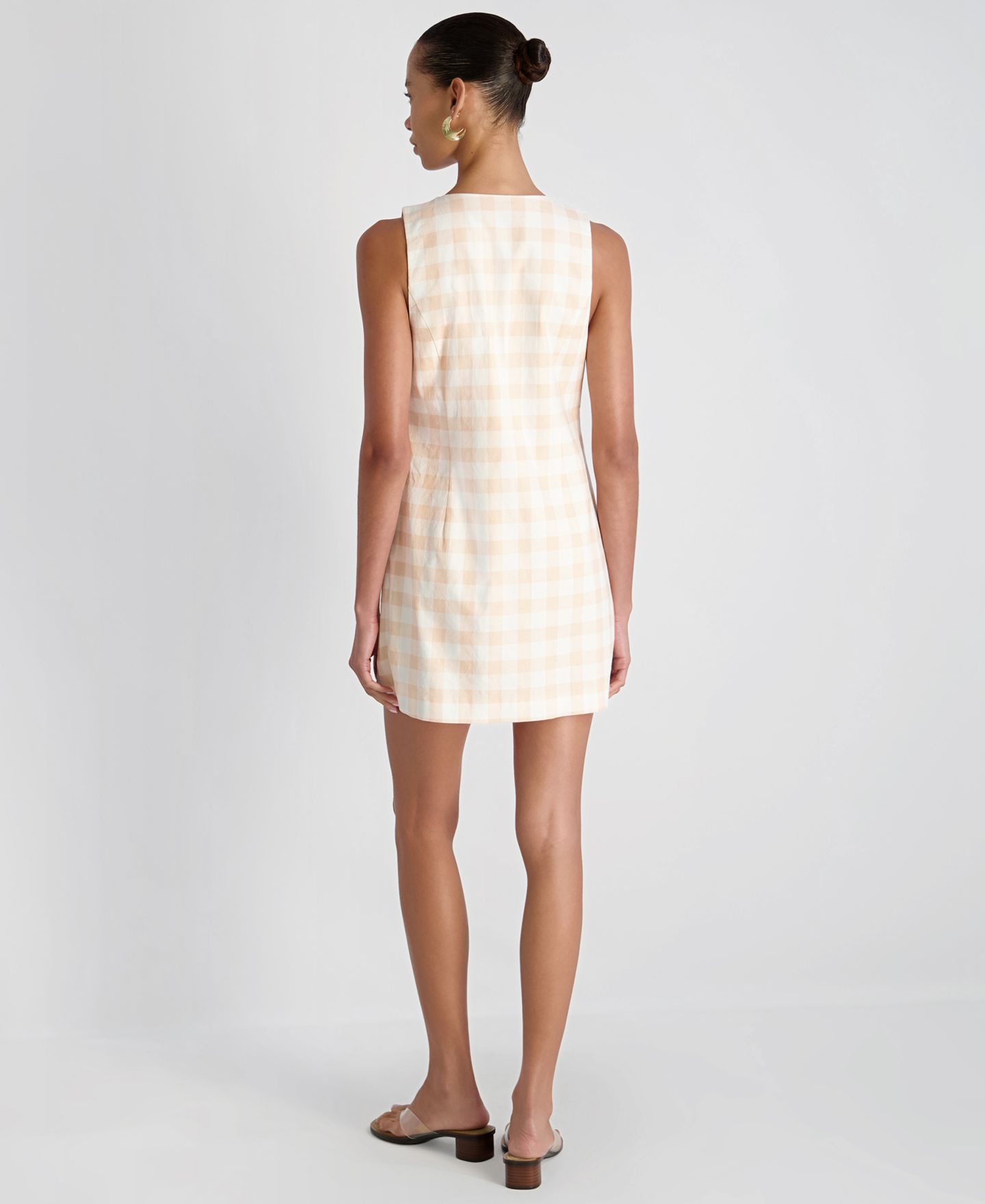 Женское платье French Connection V-Neck Gingham Mini, цвет: В мелкую клетку — фото 5