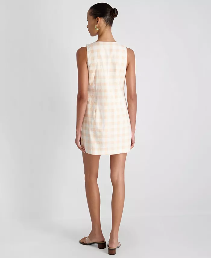 Women's V-Neck Gingham Mini Dress - thumbnail 5