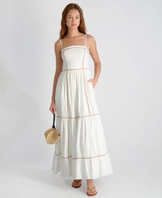 Women's Square-Neck Cambria Contrast Trim Maxi Dress