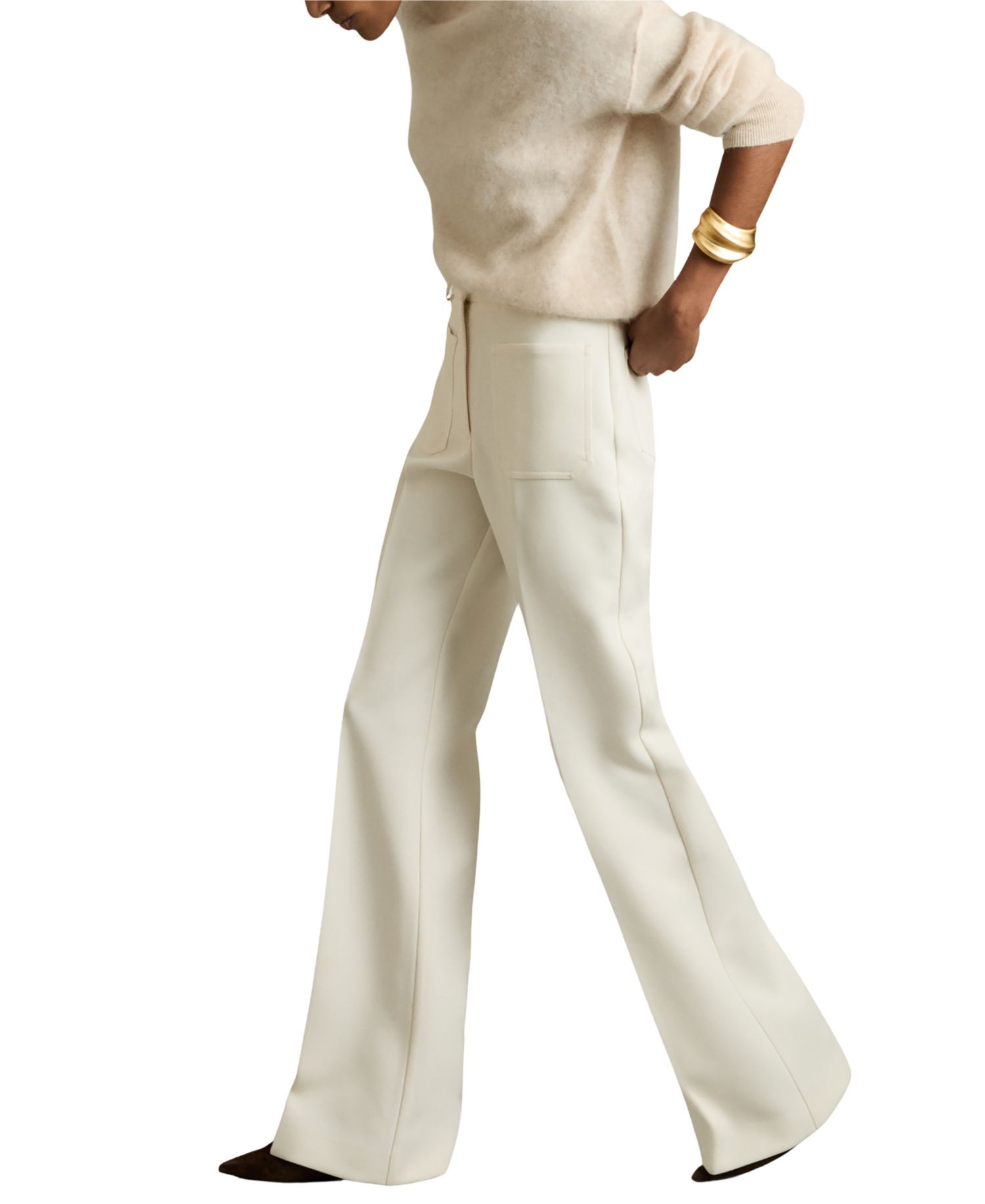 Women's Priya Twill Patch-Pocket Flared Pants