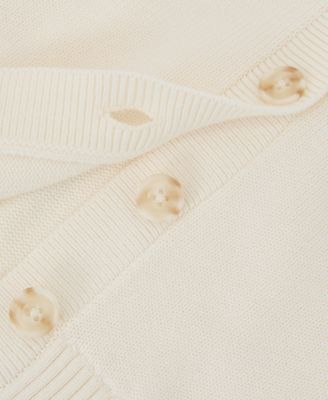 Women's V-Neck Short-Sleeve Cotton-Wool Cardigan Sweater