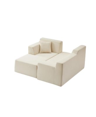 Modern minimalist L-shaped corduroy high back sofa