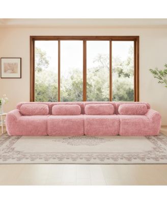 149" Plush Boneless Sofa with Ergonomic Design, Free Combination Buckle