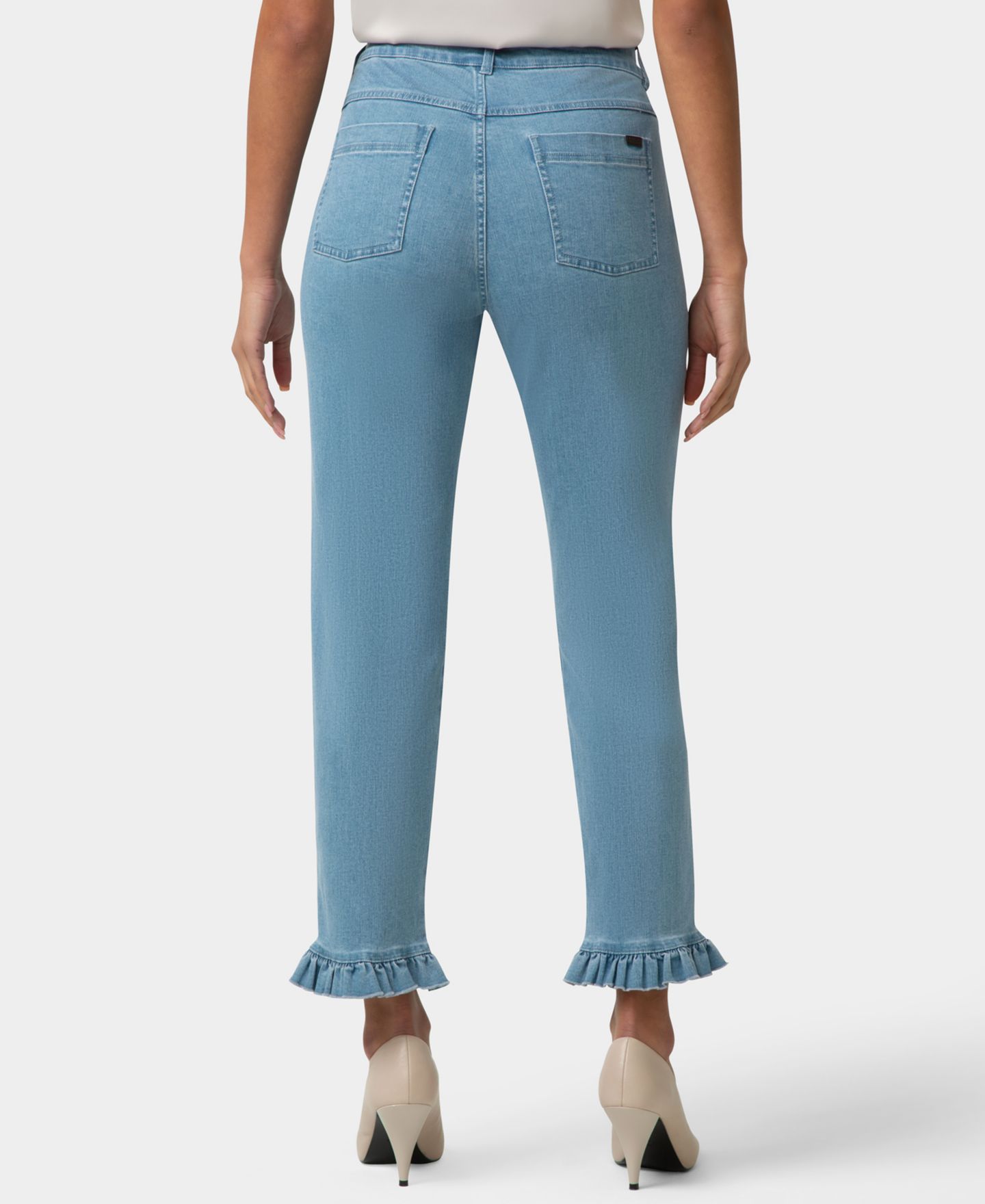 Женские брюки Hue Ruffle Denim Skimmer Pull-On Pant, цвет: Шамбре — фото 6