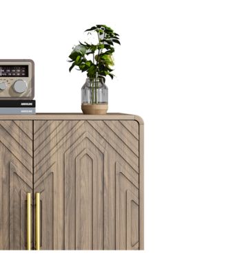 Storage Cabinet With Carved 4 Door Adjustable Layer Board
